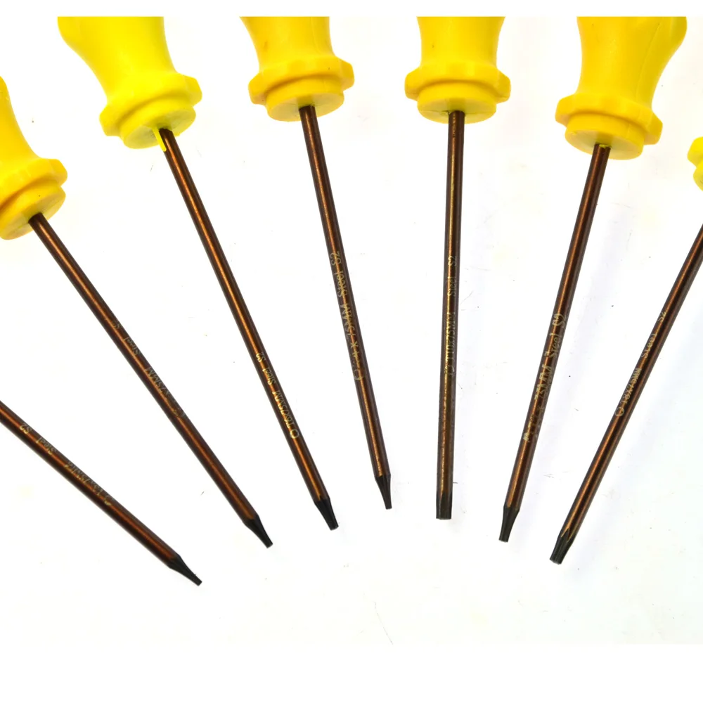 Torx Screwdriver Set Hard Steel S2 Rigid Plastics Handle T3 T4 T5 T6 T7 T8 T10 Torx Screwdrivers 7pcs
Torx Screwdriver Set Hard Steel S2 Rigid Plastics Handle T3 T4 T5 T6 T7 T8 T10 Torx Screwdrivers 7pcs