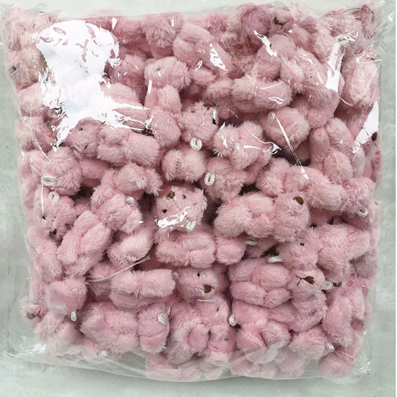 100 шт./лот мини плюшевый мишка мягкие плюшевые игрушки маленький 6 5 см Розовая