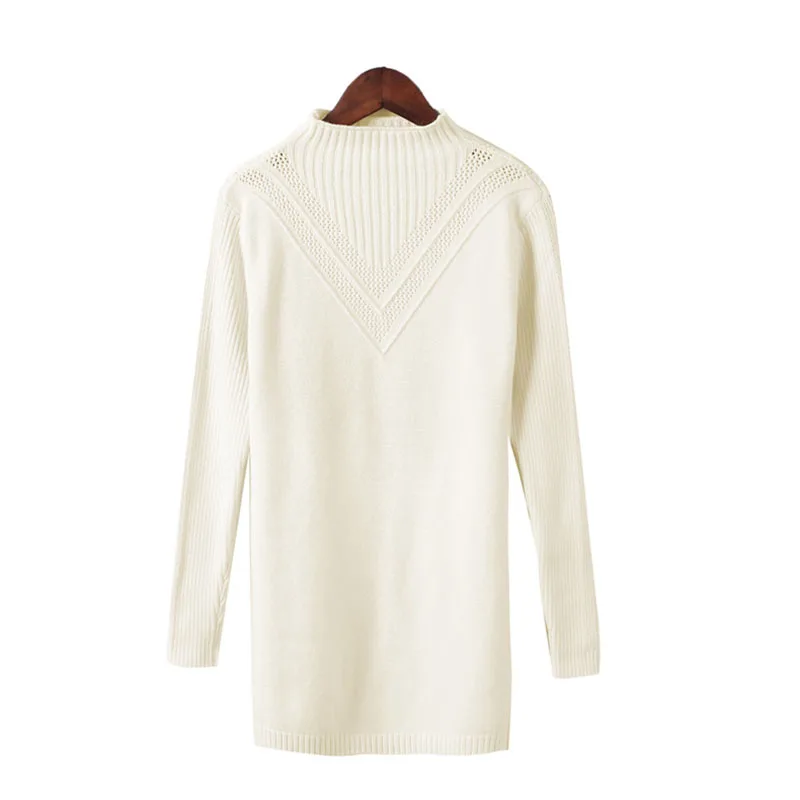 Autumn Winter Women's Sweater Medium and long section Elastic Knit New Half high collar Solid Color Long Sleeve Loose Sweater
Autumn Winter Women's Sweater Medium and long section Elastic Knit New Half high collar Solid Color Long Sleeve Loose Sweater