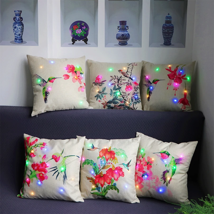 Led Cushion Cover Bird Flower Pattern Pillows Covers Decorative Led Pillowcases For Home Sofa Office Chair Car Decor 45cm*45cm
Led Cushion Cover Bird Flower Pattern Pillows Covers Decorative Led Pillowcases For Home Sofa Office Chair Car Decor 45cm*45cm