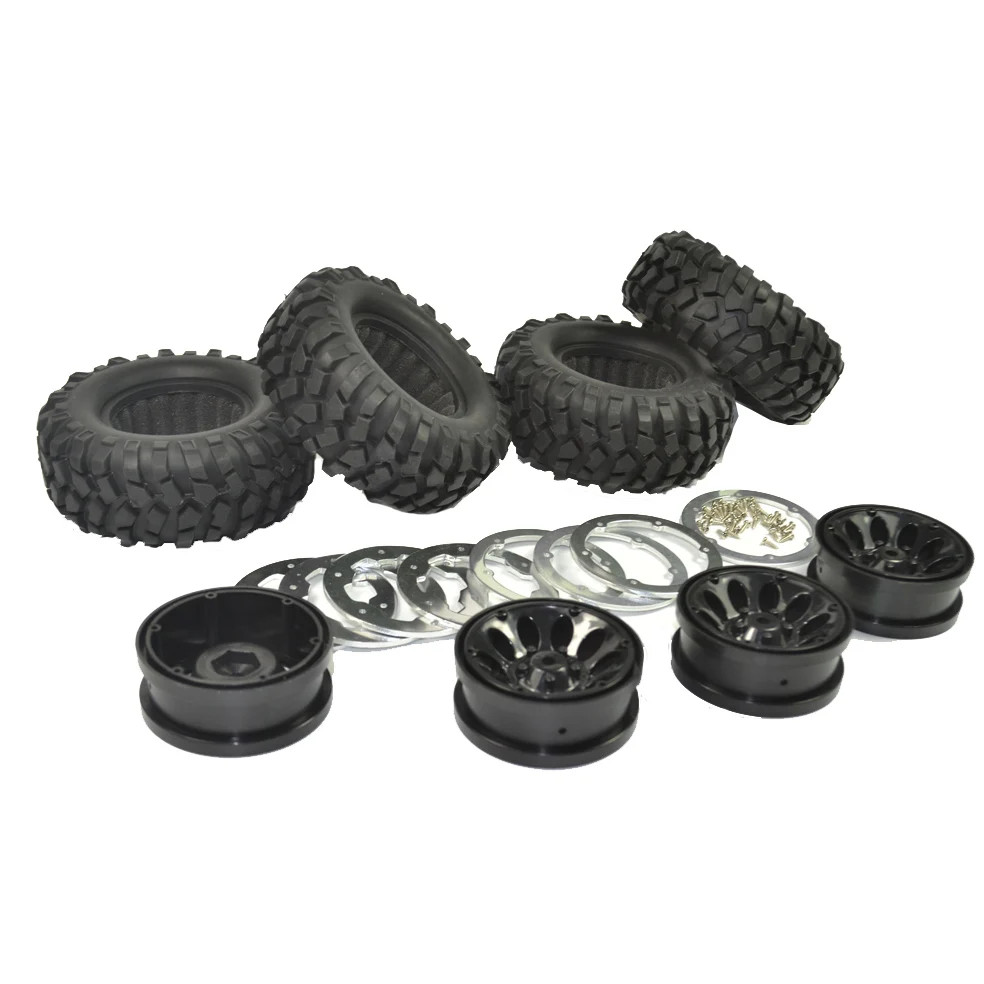 RC Crawler 1.9 Plastic Beadlock Wheels Rubber Tires for Tamiya CC10 Axial SCX10 D90 D110 4pcs
RC Crawler 1.9 Plastic Beadlock Wheels Rubber Tires for Tamiya CC10 Axial SCX10 D90 D110 4pcs