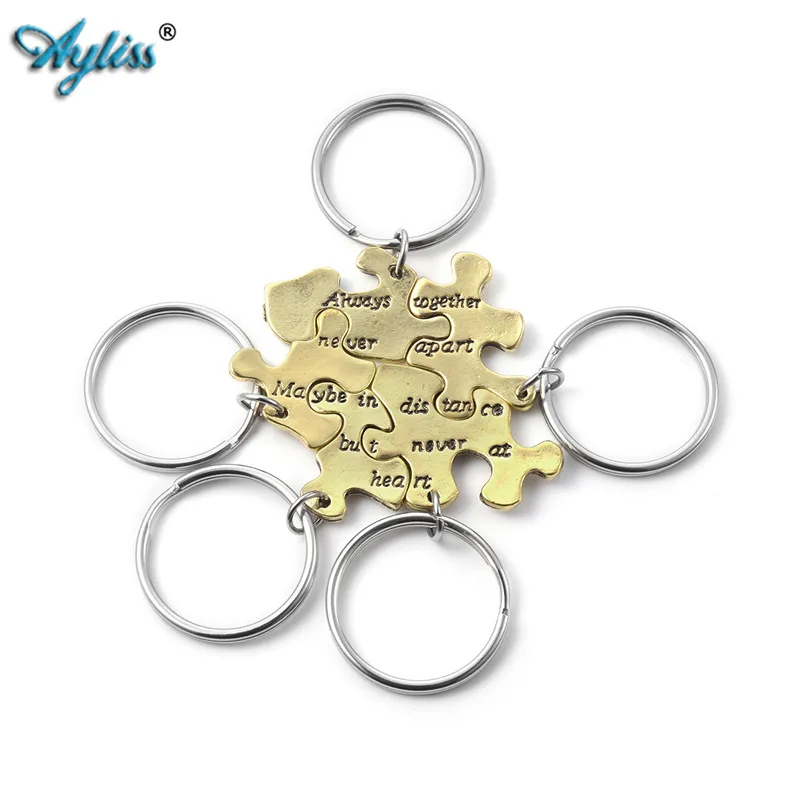 Ayliss 5pcs/set Vintage Bronze Jigsaw Puzzle Piece Keyrings Friendship Famliy Keychains for Best friend Women Girls
Ayliss 5pcs/set Vintage Bronze Jigsaw Puzzle Piece Keyrings Friendship Famliy Keychains for Best friend Women Girls