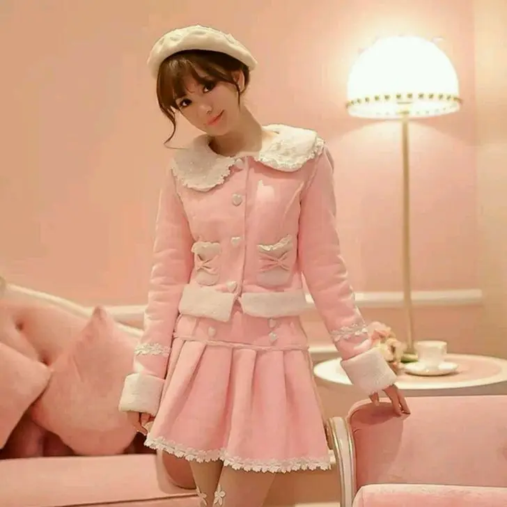 Princess sweet lolita coat Candy Rain Sweet double-breasted tall waist faux suede pleated skirts C15CD5971
Princess sweet lolita coat Candy Rain Sweet double-breasted tall waist faux suede pleated skirts C15CD5971
