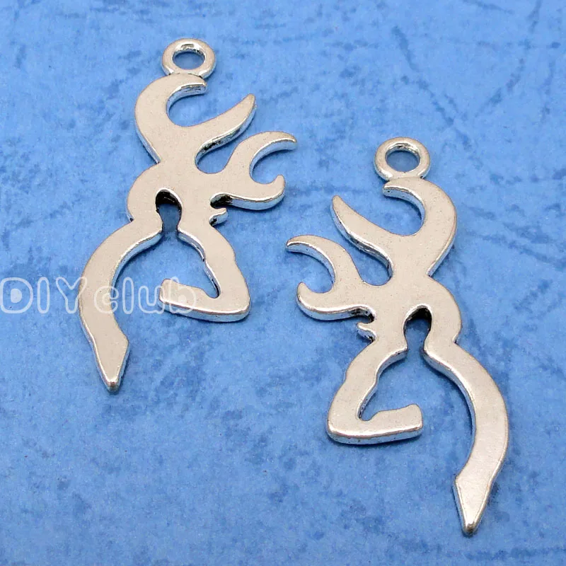 

25pcs-Deer Head Silhouette Charms, Antique Silver Deer Antlers Charm Pendants 45x18mm