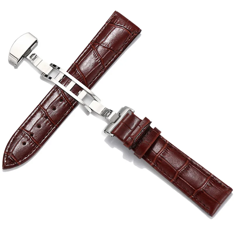 20mm Genuine Leather Black Watchband Brown 22mm Watch Band With Butterfly Steel Buckle Strap Watch Waterproof Wristband Bracelet
20mm Genuine Leather Black Watchband Brown 22mm Watch Band With Butterfly Steel Buckle Strap Watch Waterproof Wristband Bracelet