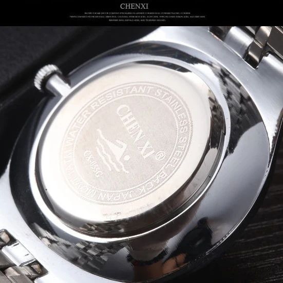 2018 Новые мужские и женские деловые кварцевые часы CHENXI серебряные наручные из