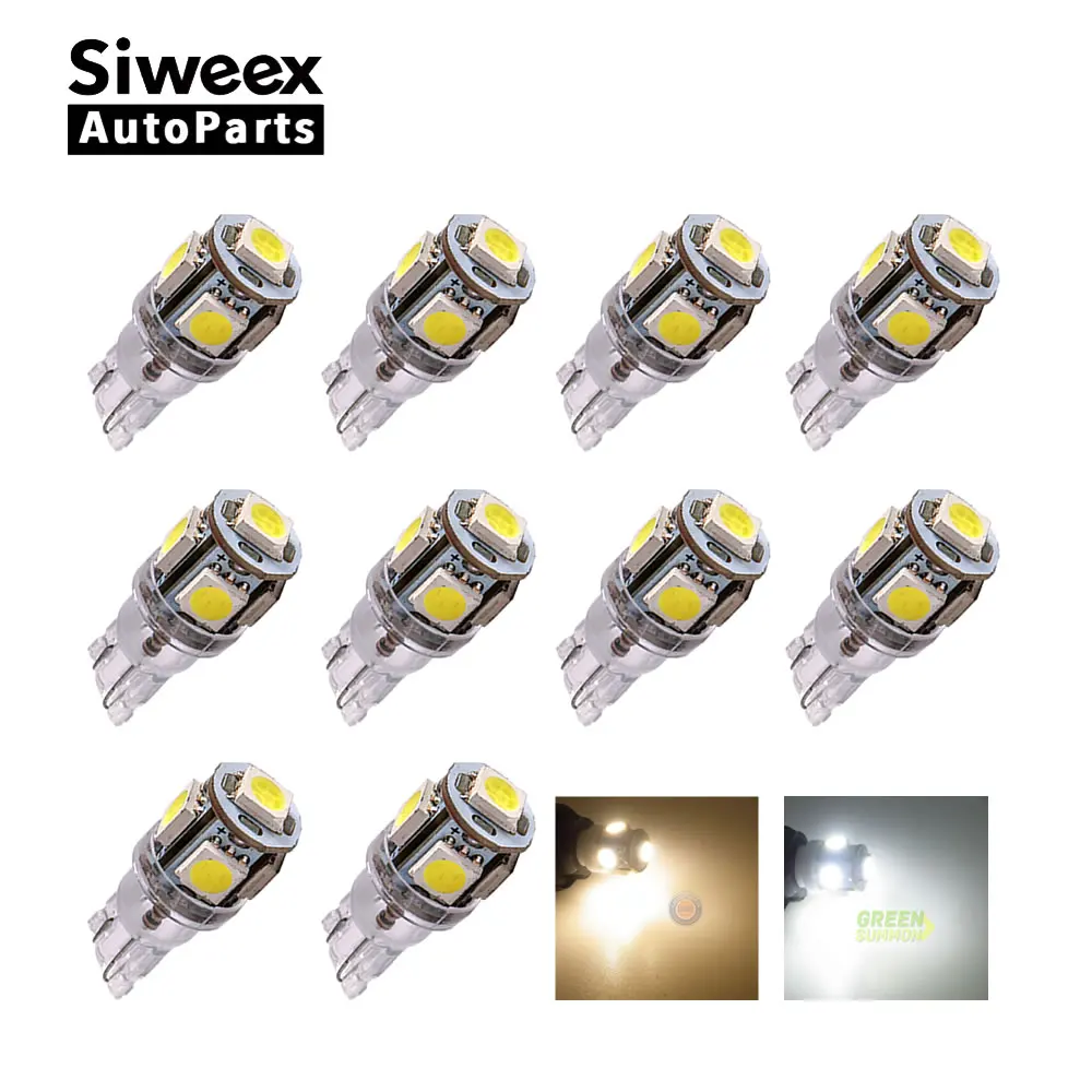10 Pcs/Lot T10 W5W 5 SMD 5050 LED Lights 6000K 24V Car License Lamp Plate Dome Door Side Marker Bulbs Warm White For Truck
10 Pcs/Lot T10 W5W 5 SMD 5050 LED Lights 6000K 24V Car License Lamp Plate Dome Door Side Marker Bulbs Warm White For Truck
