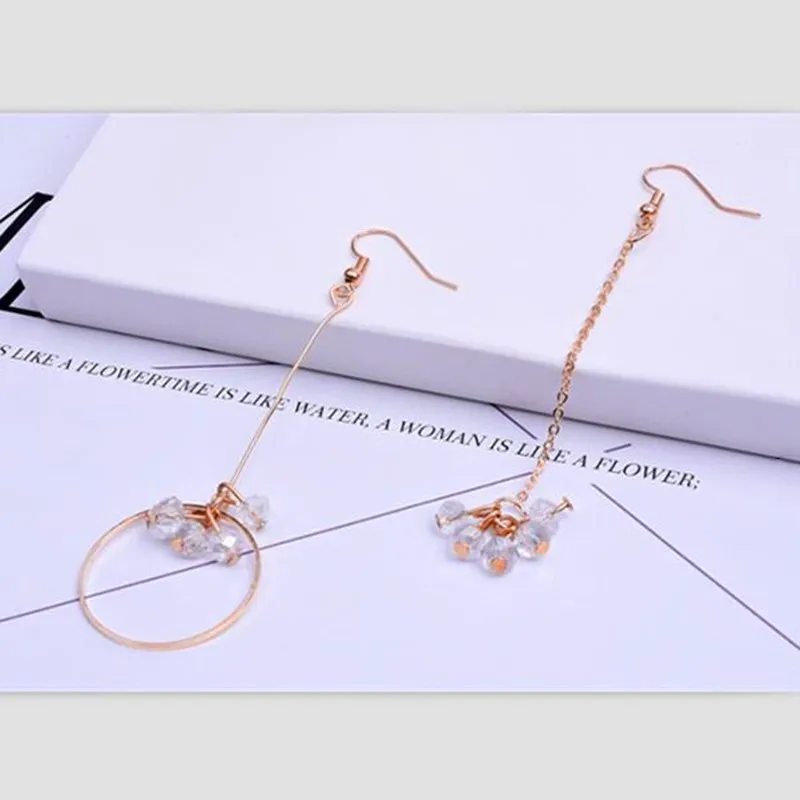 New Design Crystal Flower Earings Ear Clip Asymmetric Irregular Iong Stud Earrings No Hole Cheap Jewelry | Украшения и аксессуары