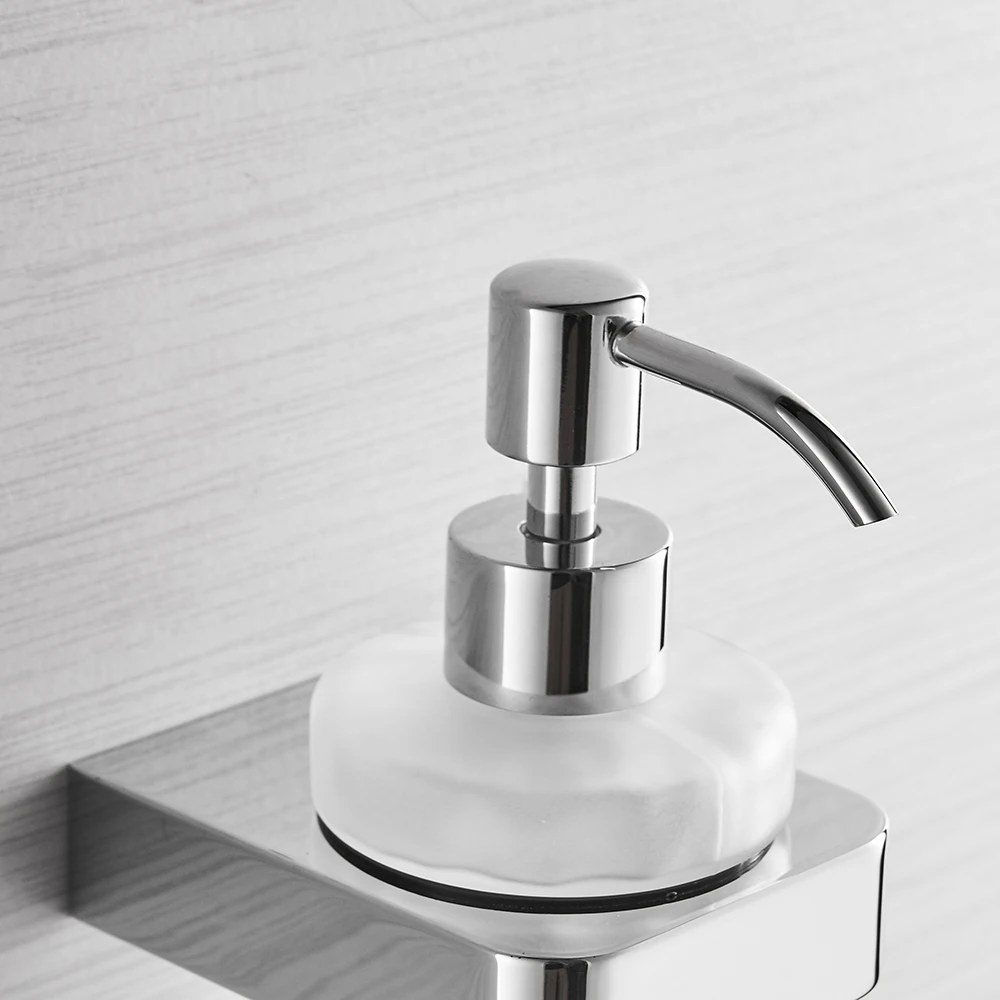 Liquid Soap Dispensers Chrome Color Soap Dispenser Wall Mounted With Frosted Glass Container bottle Bathroom Products 5781
Liquid Soap Dispensers Chrome Color Soap Dispenser Wall Mounted With Frosted Glass Container bottle Bathroom Products 5781