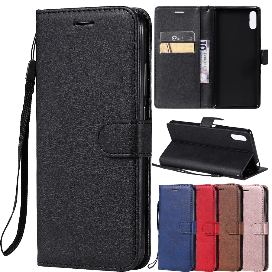 Кожаный чехол книжка для Sony Xperia L2 L3 E5 XA1 XA2 XA3 XZ1 XZ2 XZ3 XZ4 Compact Premium бумажник мобильный