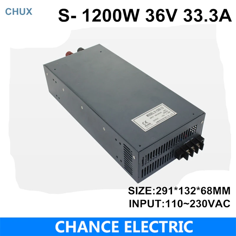 

AC-DC 220V 36VDC LED Driver Source CE ROHS Approval High Power SMPS Constant Voltage Output Switching Power Supply 36V 1200W