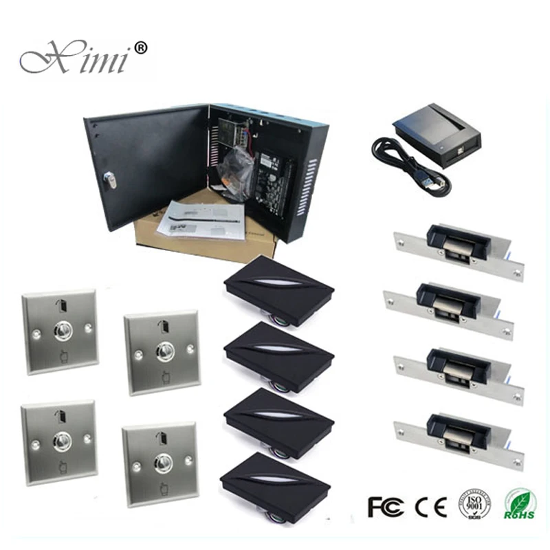 C3 Four Doors Access Control System Card Access Control For 4 Doors With Exit Button, Electric Strike And 125KHZ Card Reader
C3 Four Doors Access Control System Card Access Control For 4 Doors With Exit Button, Electric Strike And 125KHZ Card Reader