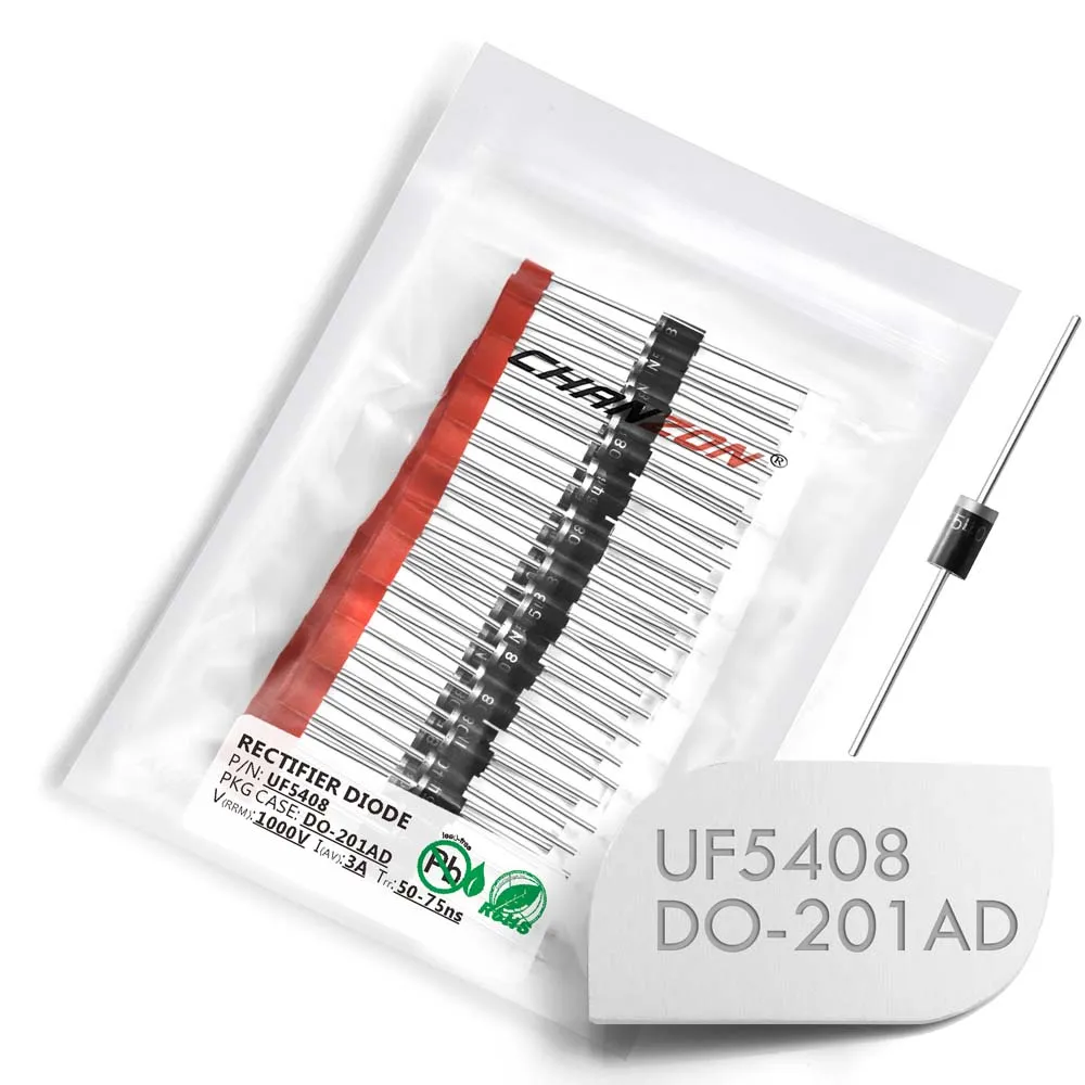 20 Pcs UF5408 Ultra Fast Recovery Rectifier Diode 3A 1000V 50-75ns DO-201AD DO-27 Axial 3 Amp 1000 Volt UF 5408
20 Pcs UF5408 Ultra Fast Recovery Rectifier Diode 3A 1000V 50-75ns DO-201AD DO-27 Axial 3 Amp 1000 Volt UF 5408