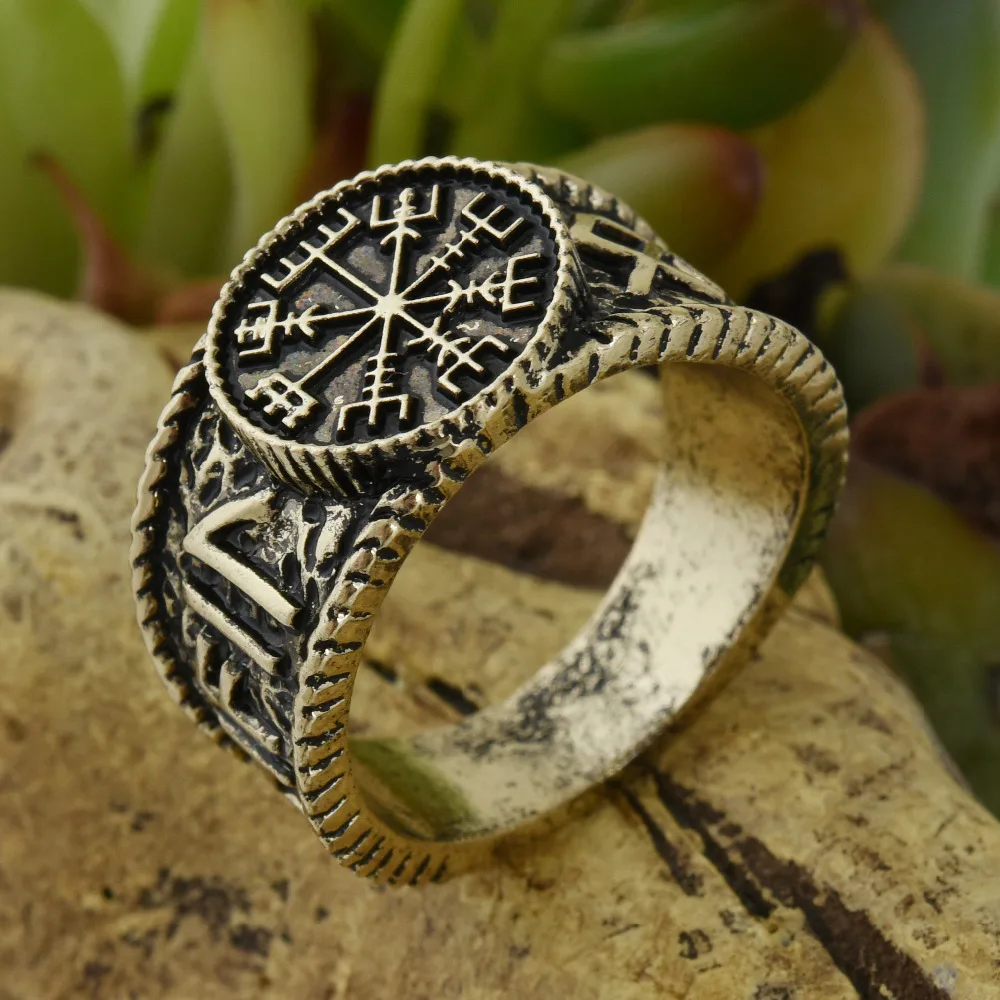 Кольцо с компасом Viking vegvisir мужское кольцо скандинавский алфавит ювелирное