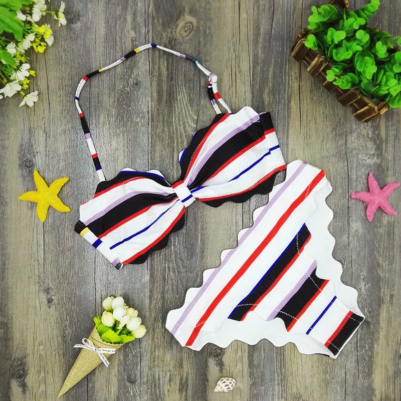 2017 Cute Scalloped Swimwear Women Swimsuit Sexy Bandeau Bikini Set Striped Biquini Padded Bathing Suits maillot de bain femme
2017 Cute Scalloped Swimwear Women Swimsuit Sexy Bandeau Bikini Set Striped Biquini Padded Bathing Suits maillot de bain femme