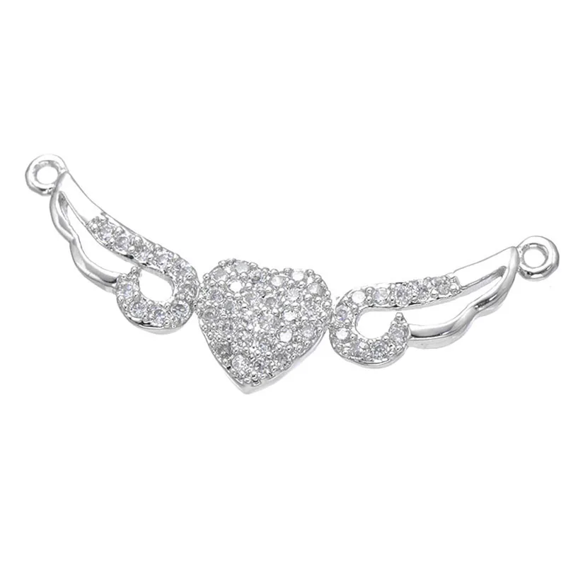 5 шт. циркониевые подвески для браслета|wing charm|heart wing charmscharms for bracelets |
