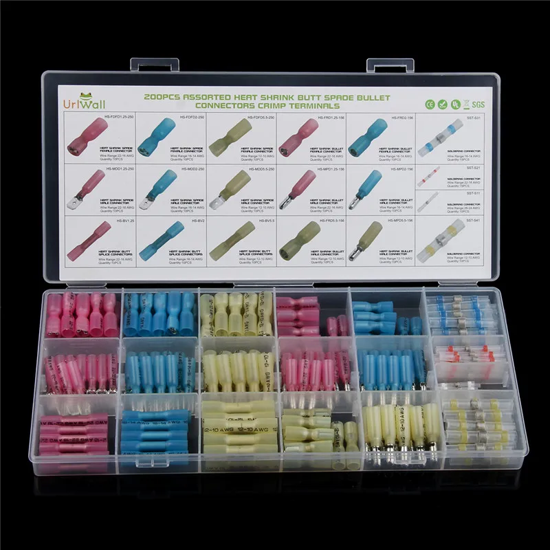 200Pcs Insulated Shrinkable Terminators Waterproof&Seal Cable Wire Connector Solder Sleeve Set Spade Bullet Crimp Terminal Kit
200Pcs Insulated Shrinkable Terminators Waterproof&Seal Cable Wire Connector Solder Sleeve Set Spade Bullet Crimp Terminal Kit