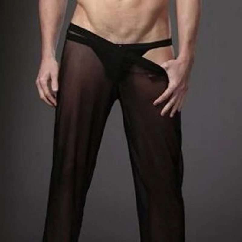 Сексуальные мужские прозрачные свободные тонкие сетчатые штаны для отдыха