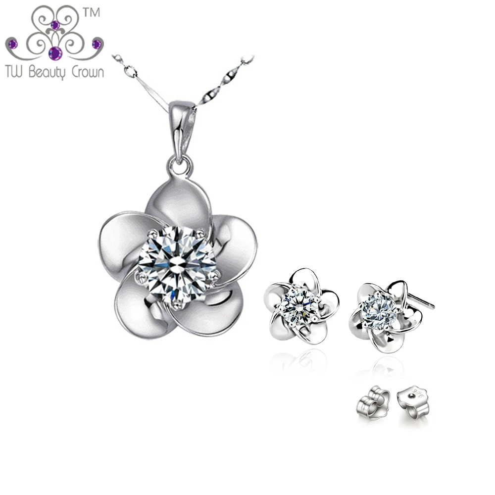 Real 925 Sterling Silver Plum Flower Big Pendant Necklace Earrings Fashion Wedding Brides Jewelry Sets For Women
Real 925 Sterling Silver Plum Flower Big Pendant Necklace Earrings Fashion Wedding Brides Jewelry Sets For Women