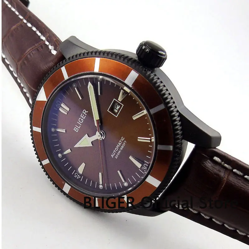 Casual 46MM BLIGER Brown Dial Brown Turning Bezel PVD Coated Case Luminous Pointer Miyota Automatic Movement Men's Watch B134
Casual 46MM BLIGER Brown Dial Brown Turning Bezel PVD Coated Case Luminous Pointer Miyota Automatic Movement Men's Watch B134