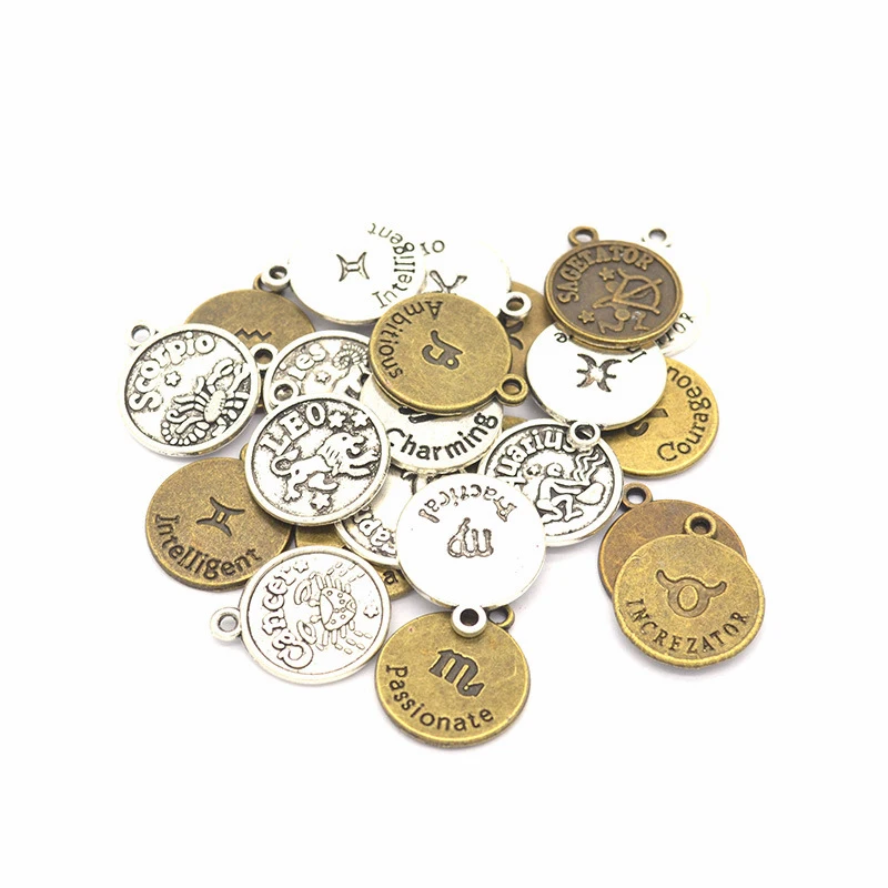 12pcs/set Antique Bronze 12 Zodiac Sign Charms Pendants DIY Vintage Charms fit Bracelet Necklace Jewelry Making Findings
12pcs/set Antique Bronze 12 Zodiac Sign Charms Pendants DIY Vintage Charms fit Bracelet Necklace Jewelry Making Findings