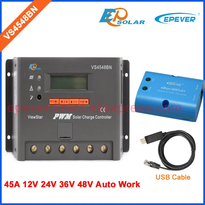 EP ViewStar new update series Solar regulator EPEVER Low price PWM VS4548BN 45A 45amps USB cable connect with PC and wifi eBOX
EP ViewStar new update series Solar regulator EPEVER Low price PWM VS4548BN 45A 45amps USB cable connect with PC and wifi eBOX