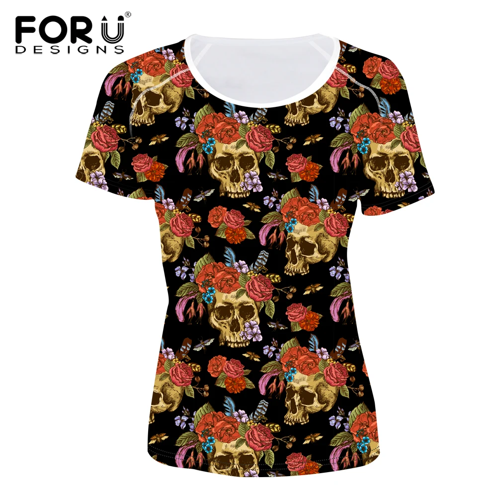FORUDESIGNS T-Shirt for Women Summer Female Tshirts Skull Rose Prints Ladies Short Sleeve T-shirts Female Tee Tops harajuku
FORUDESIGNS T-Shirt for Women Summer Female Tshirts Skull Rose Prints Ladies Short Sleeve T-shirts Female Tee Tops harajuku