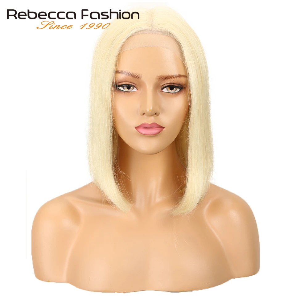 Rebecca 613 медовый блонд кружевные передние человеческие волосы парики короткий Боб