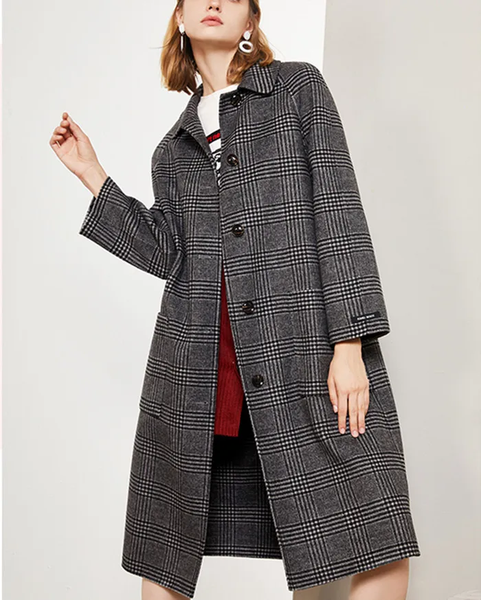 2018 new fashion double face 100%wool women plaid long overcoat grey brown 2color one&over size
2018 new fashion double face 100%wool women plaid long overcoat grey brown 2color one&over size