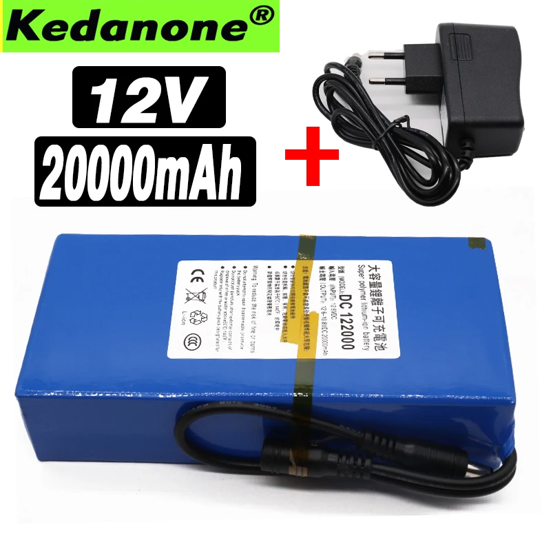 100% 12v 20000mAh литий ионный аккумулятор высокой емкости 12 6 v 20Ah AC зарядное устройство