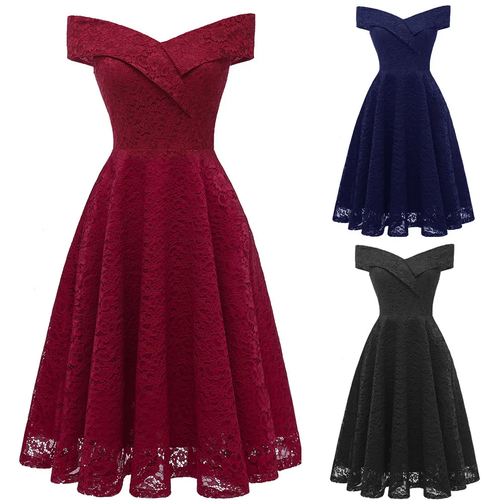 Women Nice Dress Lace Knee-Length Floral Party Dress Off Shoulder Swing Elegant Dress A-line Slash-Neck Vestidos Verano Nice
Women Nice Dress Lace Knee-Length Floral Party Dress Off Shoulder Swing Elegant Dress A-line Slash-Neck Vestidos Verano Nice