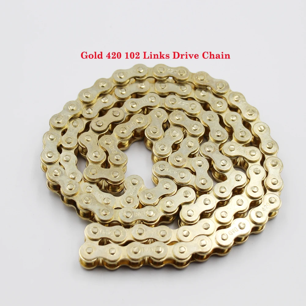 420 Золотая цепь 102 Link для 50cc 90cc 110cc 125cc SSR COOLSTER TAOTAO SDG Dirt Pit Bike ATV XR50 CRF50 70
420 Золотая цепь 102 Link для 50cc 90cc 110cc 125cc SSR COOLSTER TAOTAO SDG Dirt Pit Bike ATV XR50 CRF50 70