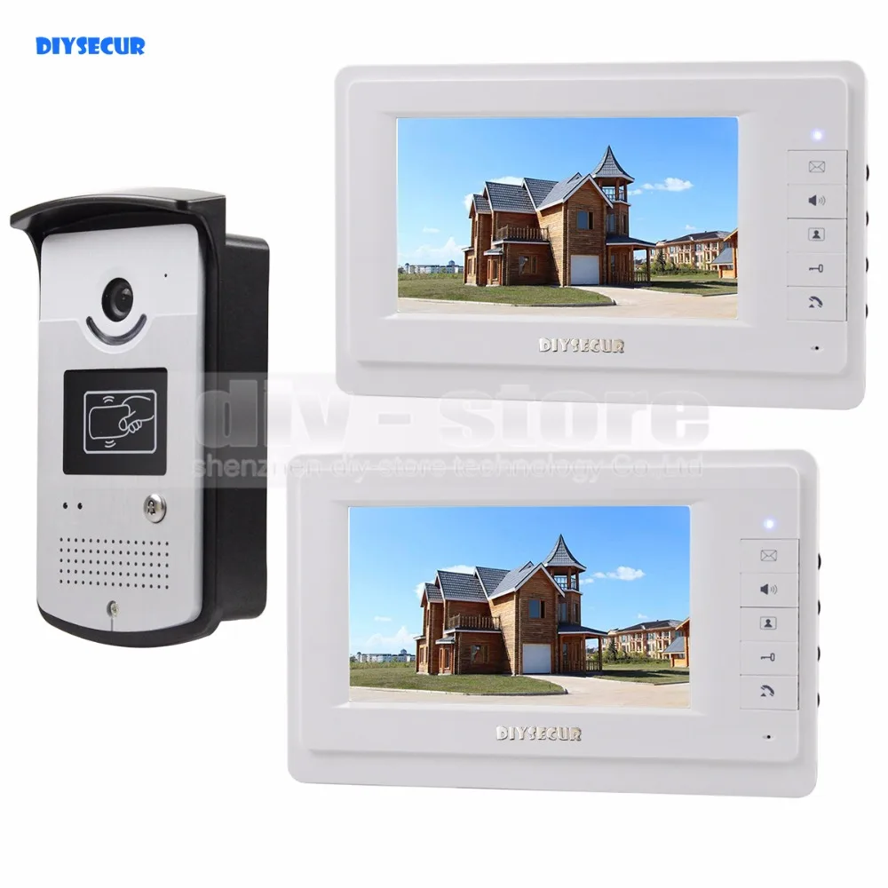 DIYSECUR 4-Wire Video Door Phone Kit Outdoor 1 X Camera With RFID 2 X 7 inch LCD Color Monitor
DIYSECUR 4-Wire Video Door Phone Kit Outdoor 1 X Camera With RFID 2 X 7 inch LCD Color Monitor