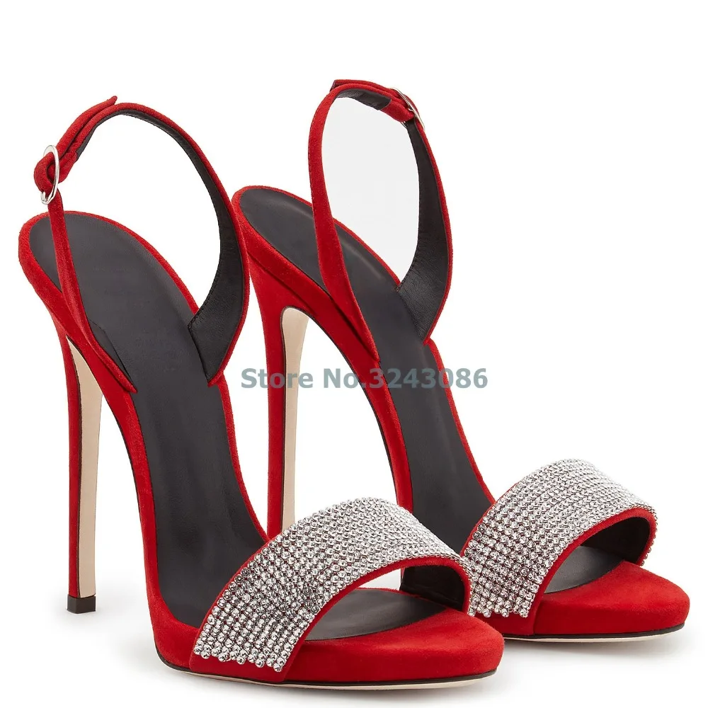 New Arrival Black Red Suede Strap Sandals Bling Bling Crystal Thin High Heel Sandals Elegant Shining Rhinestone Party Shoes
New Arrival Black Red Suede Strap Sandals Bling Bling Crystal Thin High Heel Sandals Elegant Shining Rhinestone Party Shoes