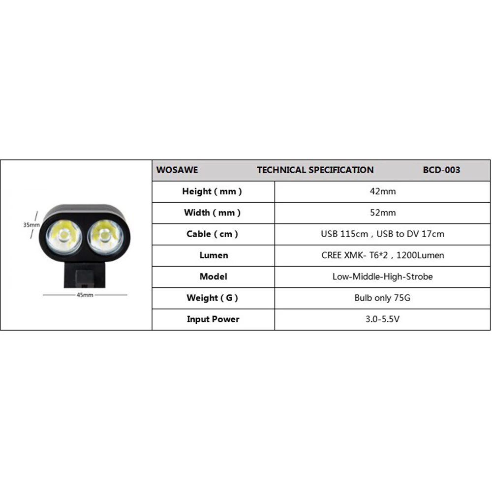 WOSAWE Bike HeadLight Headlamp Lamp Light Head XMK- T6 1800LM Waterproof Bicycle Light Led Headlight Flashlight Front Bike Light
WOSAWE Bike HeadLight Headlamp Lamp Light Head XMK- T6 1800LM Waterproof Bicycle Light Led Headlight Flashlight Front Bike Light
