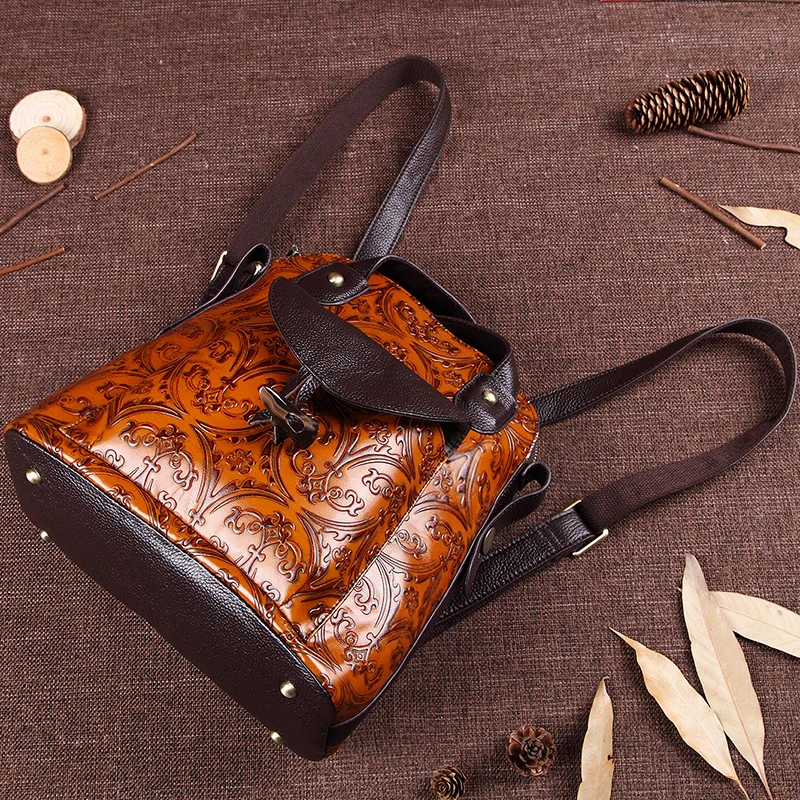 Retro Women Knapsack Back Pack Shoulder Bag Crossbody Bag Embossed Genuine Leather Female Girls School Book Bags Daypack
Retro Women Knapsack Back Pack Shoulder Bag Crossbody Bag Embossed Genuine Leather Female Girls School Book Bags Daypack