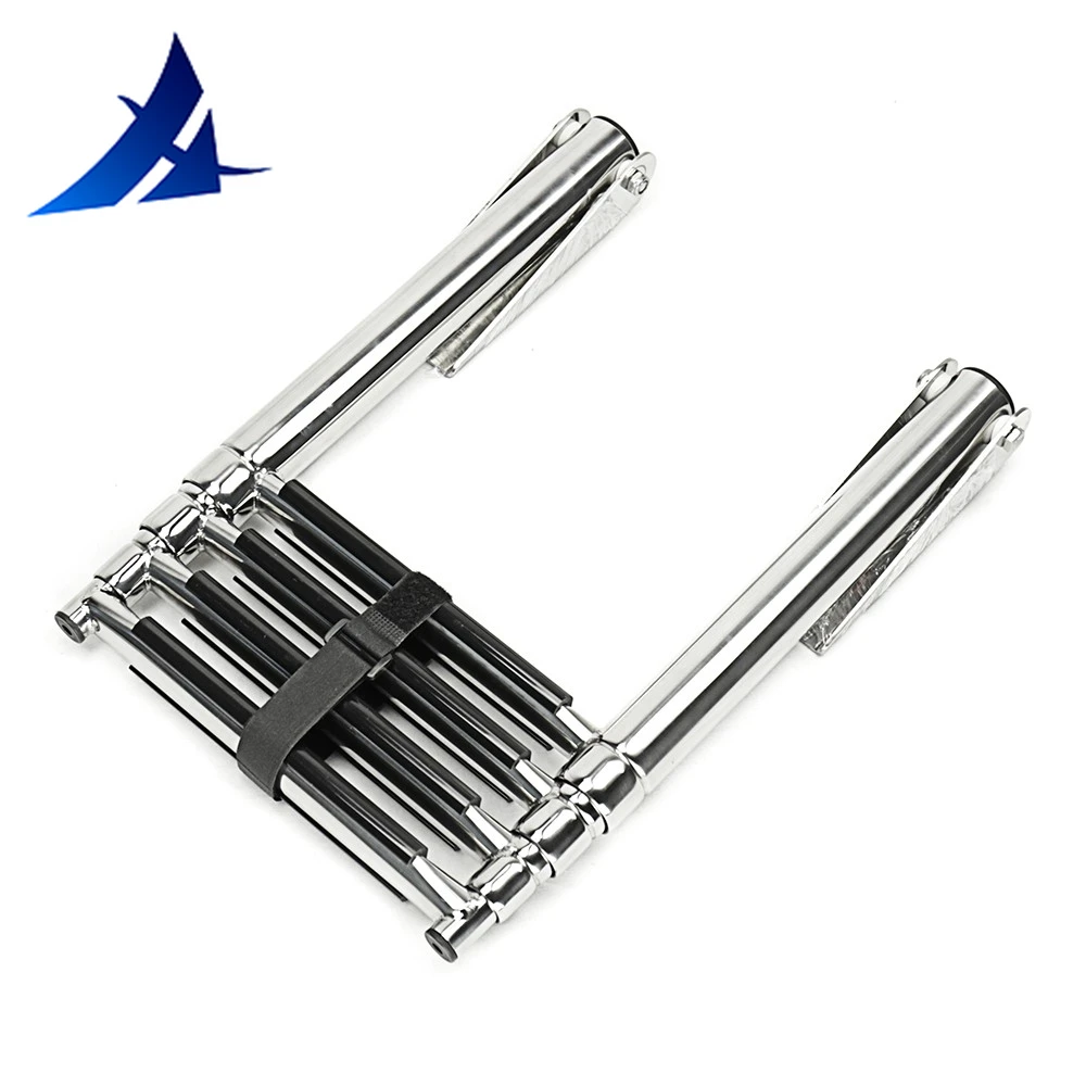 

4 step stainless steel marine boat ladder yacht polished steel telescope ladder