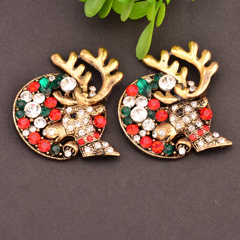 New Arrival Rhinestone Santa Claus Elk Button Christmas Embellishment 2PCS/Lot Antique Copper Color 38MM Flat Back
New Arrival Rhinestone Santa Claus Elk Button Christmas Embellishment 2PCS/Lot Antique Copper Color 38MM Flat Back