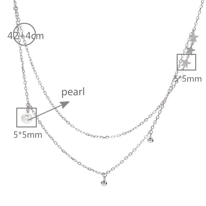 Flyleaf Pearl Star Beads Double Layer Necklaces & Pendants Real 925 Sterling Silver Necklace For Women Fashion Fine Jewelry
Flyleaf Pearl Star Beads Double Layer Necklaces & Pendants Real 925 Sterling Silver Necklace For Women Fashion Fine Jewelry