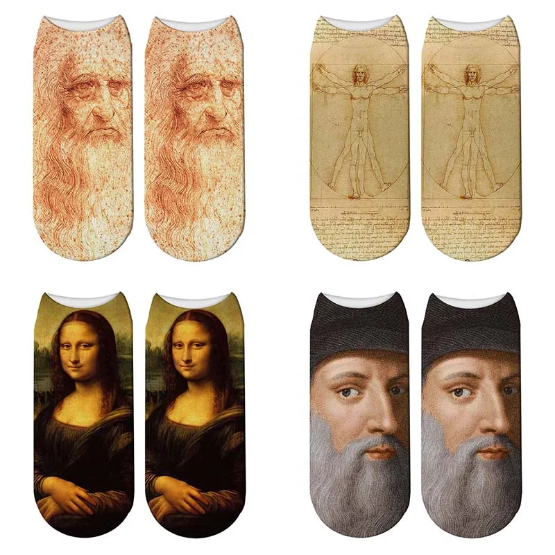 New 3D Retro Painting Art Da Vinci Socks Women Funny Monalisa Short Socks Oil Painting Vitruvian Man Short Socks
New 3D Retro Painting Art Da Vinci Socks Women Funny Monalisa Short Socks Oil Painting Vitruvian Man Short Socks