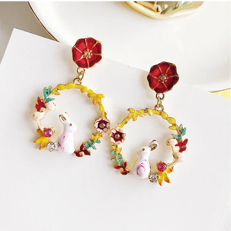Small fresh rabbit flowers and plant earrings, Female, fashion jewelry accessories wholesale,JX143
Small fresh rabbit flowers and plant earrings, Female, fashion jewelry accessories wholesale,JX143