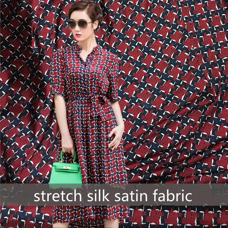 140cm wide 19mm silk & spandex red and blue lattice print stretch silk satin fabric for dress shirt clothes cheongsam C021
140cm wide 19mm silk & spandex red and blue lattice print stretch silk satin fabric for dress shirt clothes cheongsam C021