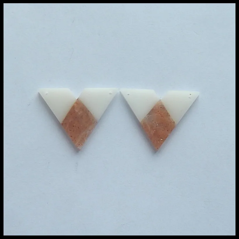 Fashion White Agate with Sun stone Intarsia Gemstone women earring bead 27x20x3mm 4.1g | Beads