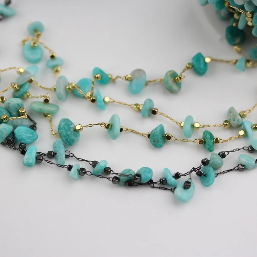 5Meters,Natural Blue Amazon Stones Chips Beads Chains,Golden/Black Plated Copper Links Jewelry Crafts,5-8mm
5Meters,Natural Blue Amazon Stones Chips Beads Chains,Golden/Black Plated Copper Links Jewelry Crafts,5-8mm