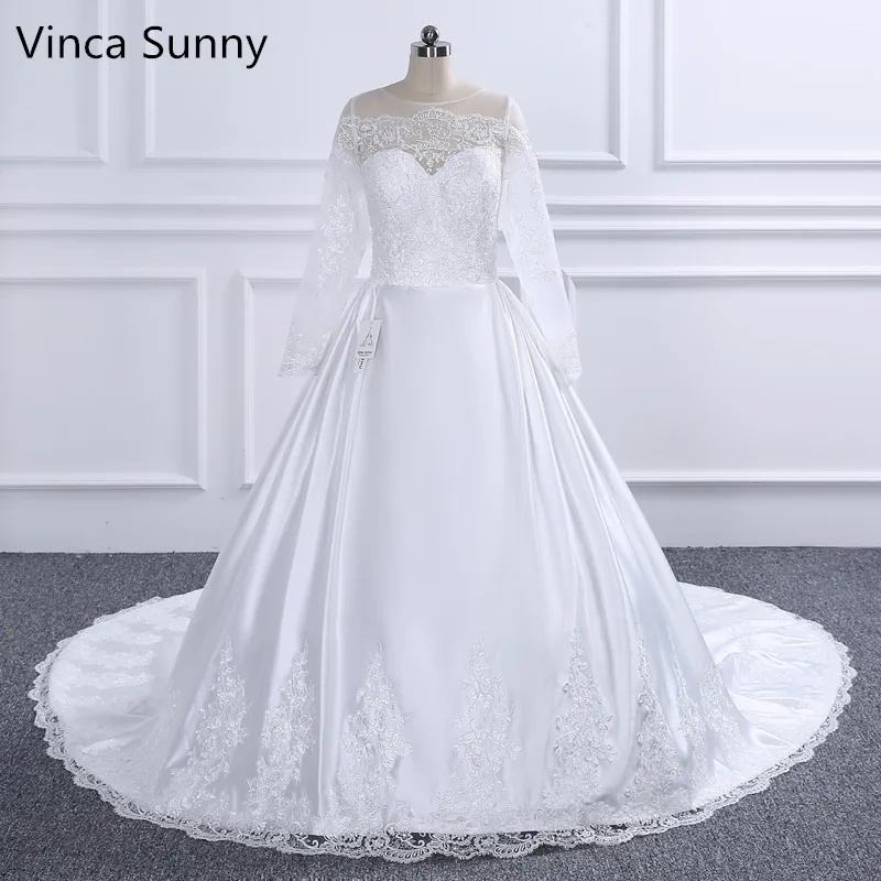 Vintage Lace Long Sleeves Wedding Dress Plus Size 2021 Sexy Illusion Scoop Neck Appliques Satin Bridal Gowns Vestido de Novia
Vintage Lace Long Sleeves Wedding Dress Plus Size 2021 Sexy Illusion Scoop Neck Appliques Satin Bridal Gowns Vestido de Novia