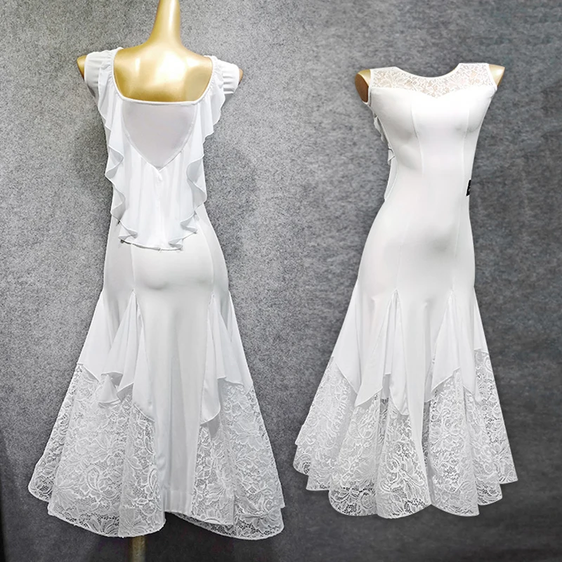 Rave White Ballroom Dresses Women Waltz Dress Lace Dress Sleeveless Female Standard Ballroom Dance Competition Dresses VDB608
Rave White Ballroom Dresses Women Waltz Dress Lace Dress Sleeveless Female Standard Ballroom Dance Competition Dresses VDB608