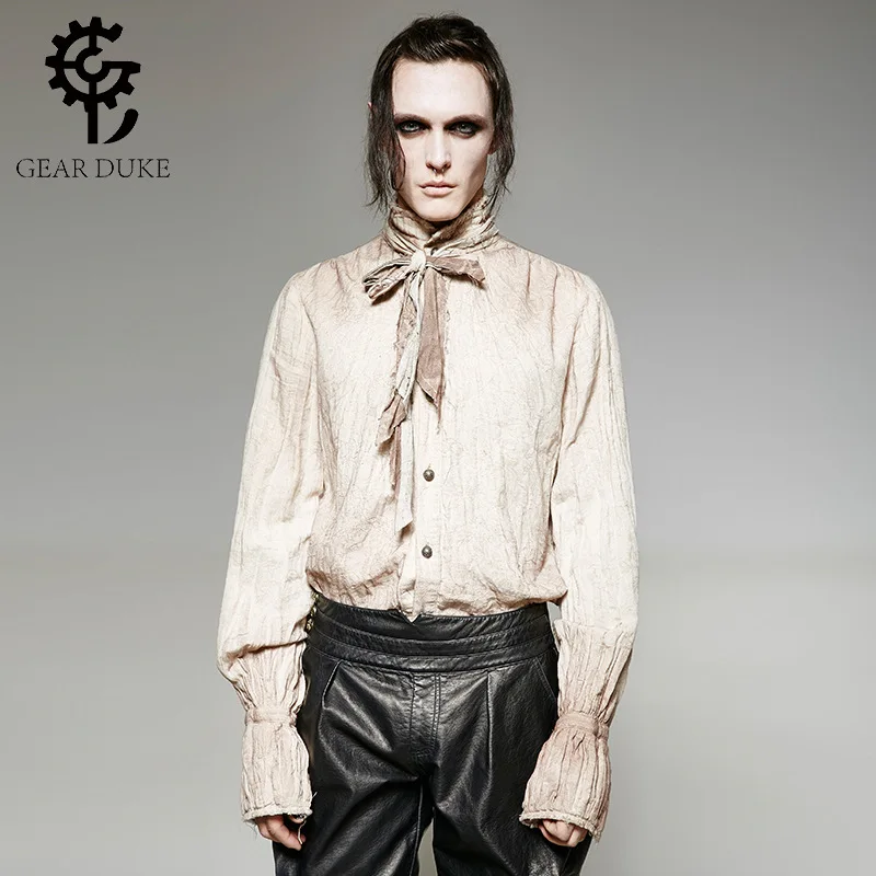 Steampunk Men's Tie Shirts Gothic Retro Causal Stand-Up Collar Shirts Vintage Painting Breathable Linen Shabby Fold Shirt
Steampunk Men's Tie Shirts Gothic Retro Causal Stand-Up Collar Shirts Vintage Painting Breathable Linen Shabby Fold Shirt