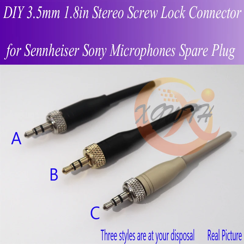 DIY 3.5mm 1/8" 3.5 Screw Lock Stereo Audio Jack Plug Soldering Connector for Sennheiser Sony Studio Condenser Microphone
DIY 3.5mm 1/8" 3.5 Screw Lock Stereo Audio Jack Plug Soldering Connector for Sennheiser Sony Studio Condenser Microphone