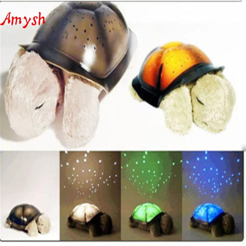 Amysh HOT новый креативный черепаха ночник светящиеся плюшевые игрушки музыка