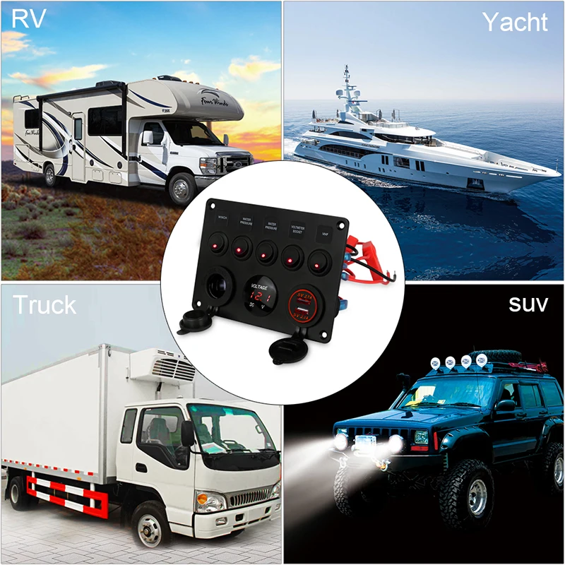 5 Gang ON-OFF Toggle Switch Panel for Car Boat Marine Truck Dual USB Socket Charger LED Voltmeter 12V Cigarette Lighter Splitter
5 Gang ON-OFF Toggle Switch Panel for Car Boat Marine Truck Dual USB Socket Charger LED Voltmeter 12V Cigarette Lighter Splitter